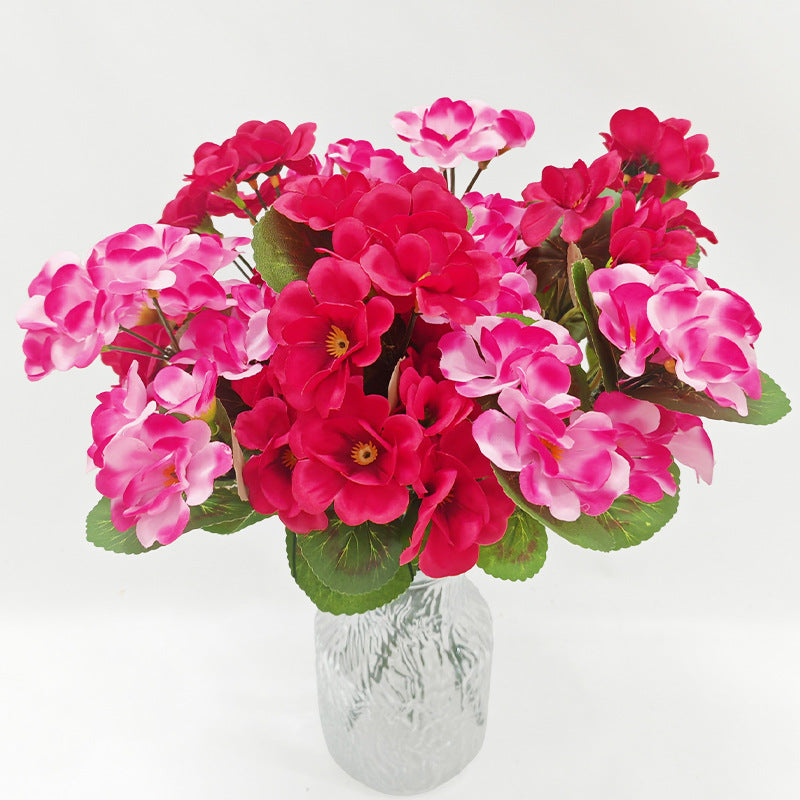 Artificial Geranium Bush with 5 Blooms, 13 Inches, Silk-Like Fabric and Plastic, for Indoor and Outdoor Decor
