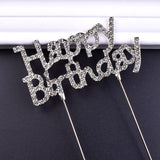 Happy Birthday Rhinestone Metal Cake Topper - 2 Pack | Goddess Party Baking Decoration