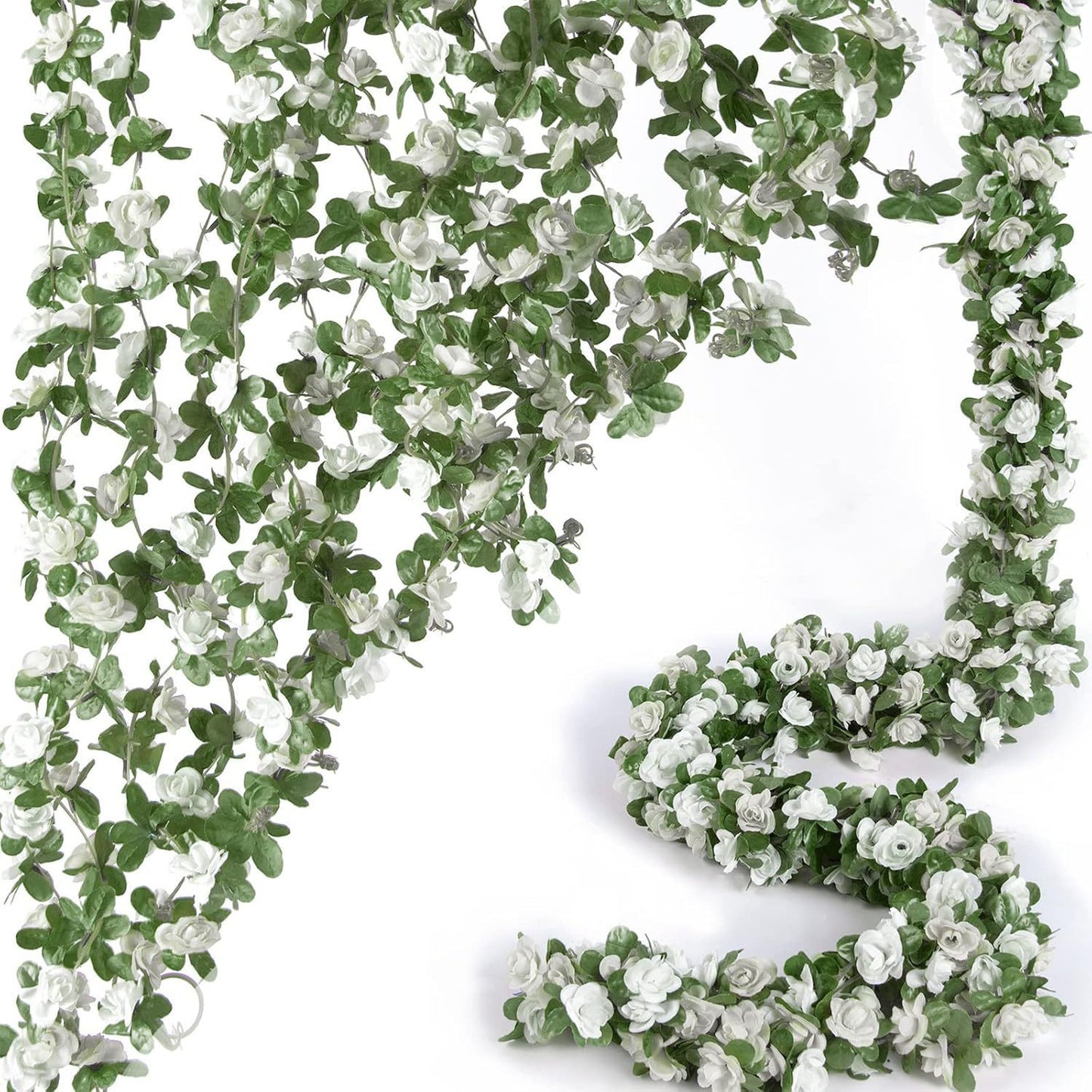 Bulk 8 Pcs Flower Garland 2025 Silk Rose Vine Greenilk Leaves Wedding Arch Boho Wall Decor Reusable Hypoallergenic Party Wholesale