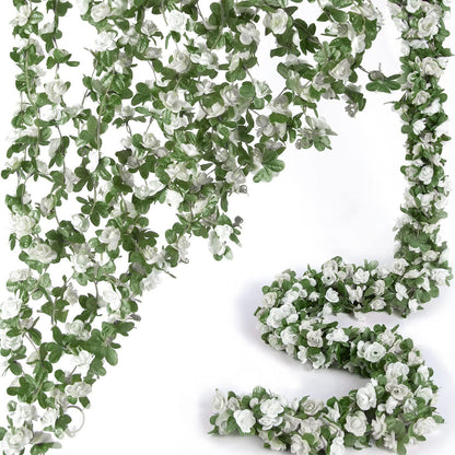 Bulk 8 Pcs Flower Garland 2025 Silk Rose Vine Greenilk Leaves Wedding Arch Boho Wall Decor Reusable Hypoallergenic Party Wholesale