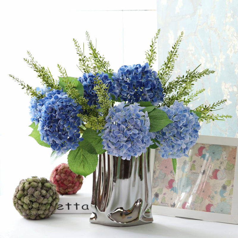 18 Inch Silk Hydrangea Flowers Bouquet, 10 Pcs Artificial Hydrangea Stems for Bulk Wholesale