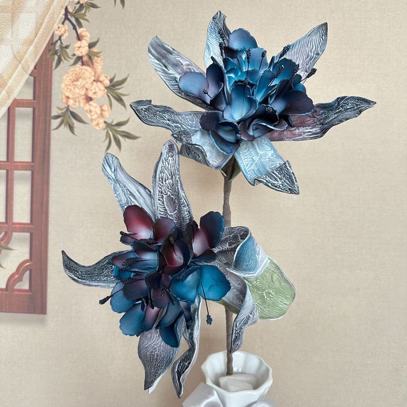 Artificial Wildflower Single Stem with 2 Blooms, 37" Tall Foam Floral for Home Decor, Weddings & Commercial Displays
