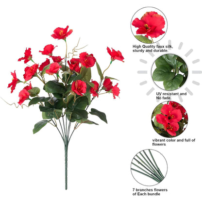 Premium UV-Resistant Artificial Hibiscus Flowers 8 Bundles Faux Silk Plants for Outdoor Garden Porch Patio Vase Decor High-Quality