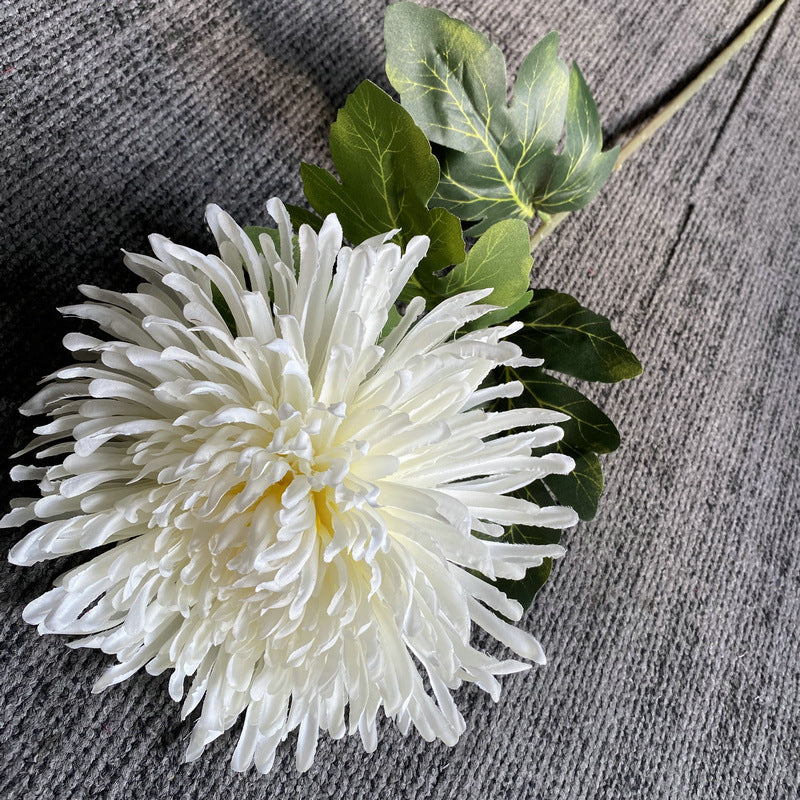 Single Stem Artificial Chrysanthemum, 29" Realistic Silk-Like Fabric Flower for Weddings & Home Decor, Dragon Claw Mum
