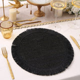 Paper Woven Tassel Placemats - 15" Round (6-Pack) | Non-Slip Cup Mat & Heat-Resistant Table Pad for Home Decor