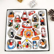 24 Pcs Christmas Wooden Hanging Ornaments Set Bulk Holiday Decorations