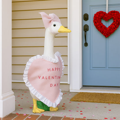 Valentine's Day Porch Goose Outfit - Pink Ruffled Heart | Fits 23-Inch Porch Geese