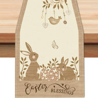 Bulk 3 Pcs Easter Table Runner 2025 Linen Waterproof Spring Dining Decor Farmhouse Outdoor Picnic Reusable Boho Party Table Wholesale