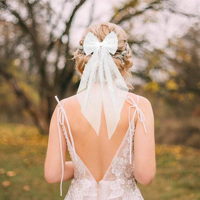 Bulk Lace Veil Pearl White Wedding Hair Bow Bulk Bridal Accessories Barrette New Bridesmaid Veil Bachelorette Party Decor Wholesale