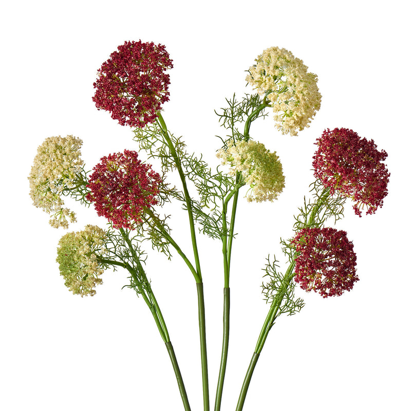 Artificial Lace Flower Bush with 2 Blooms, 29 Inches, Modern Style for Weddings, Home Decor, and Events