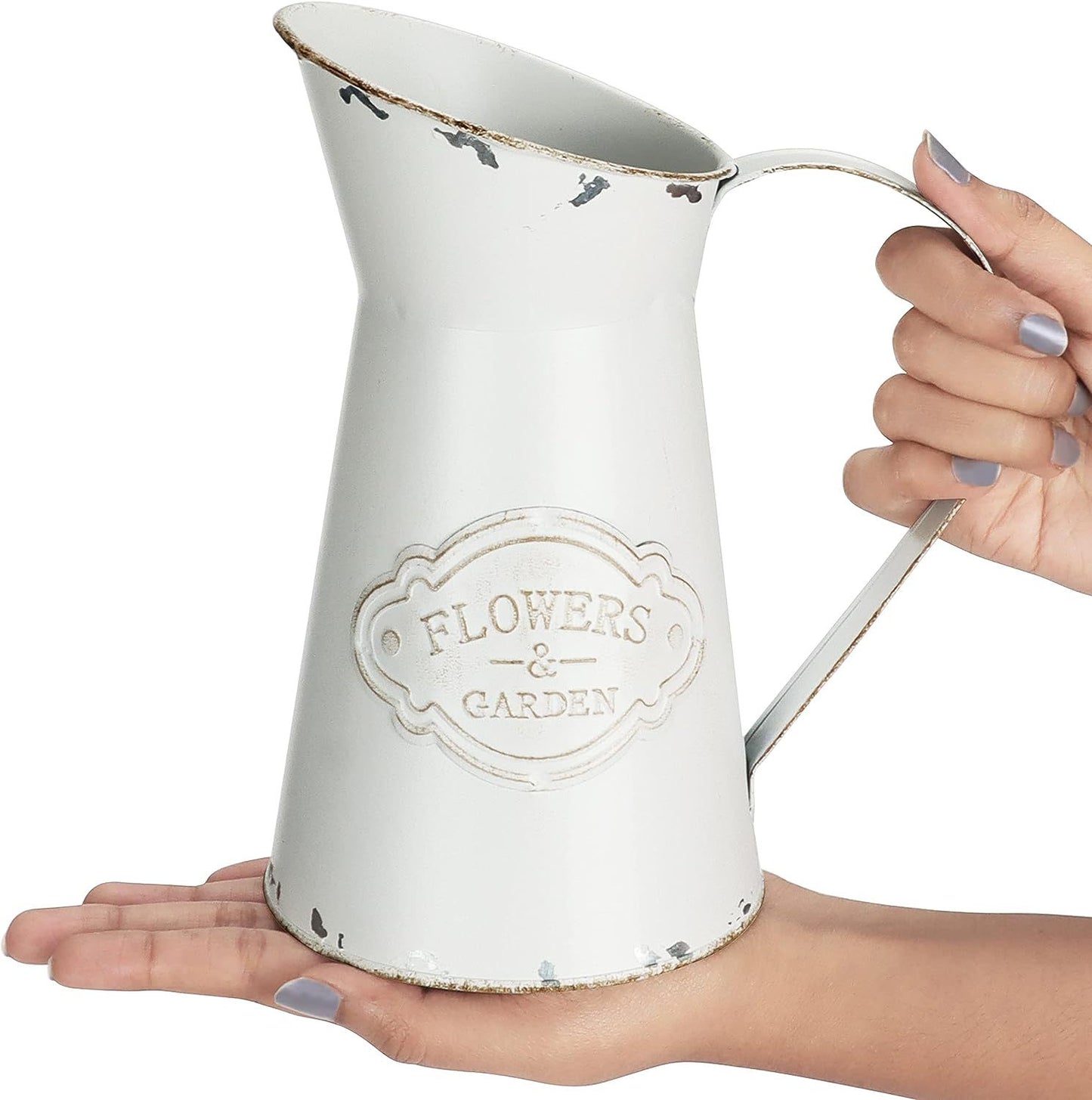 Bulk Metal Flower Vase White Shabby Chic Vintage Farmhouse Jug Vase for Home Kitchen Living Room Wholesale