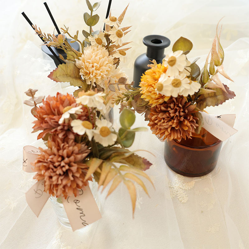Faux Spiked Ball Aromatherapy Flowers - 2-Pack Wedding Home Decor (5.9x3.9x2 Inches)