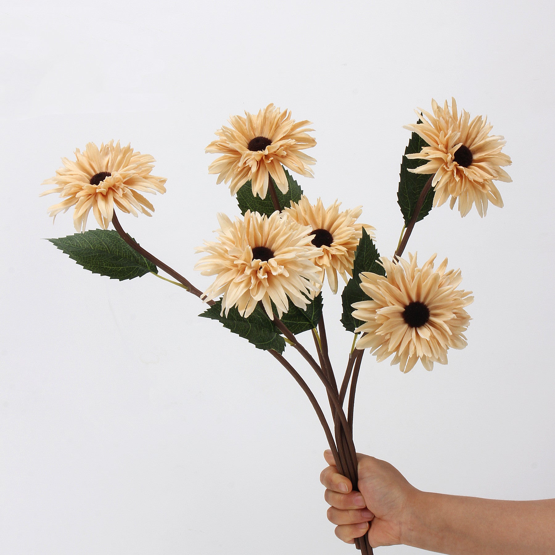 Sunflower Artificial Flower (PU Material) - 16 inches Single Stem 4 inches Flower Head Decorative Arrangement for Home Photography Prop