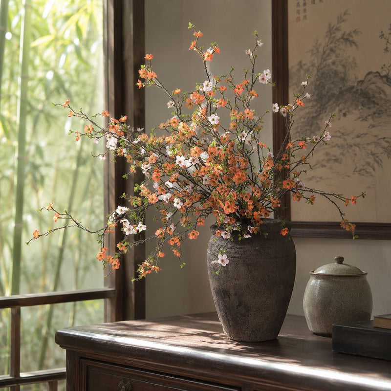 Artificial Wintersweet Stem, 43" Realistic PU Flower Branch with 88 Blooms, Modern Faux Floral Arrangement for Home Decor, Wedding Centerpieces, Commercial Displays