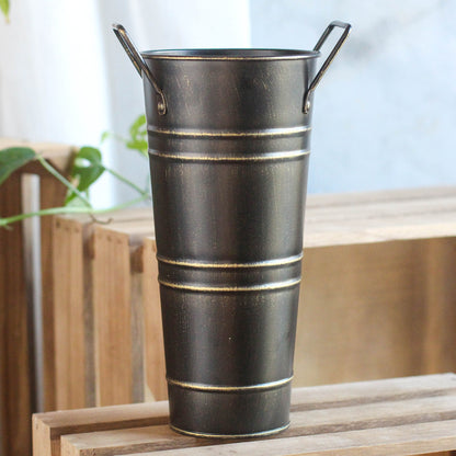 Bulk 1pc Galvanized Metal Flower Vase Rustic French Bucket Design for Home Decor Wedding Table Centerpieces Farmhouse Style Flower Holder Wholesale