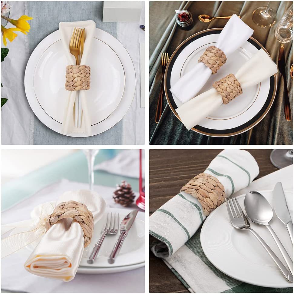 Bulk 12 Pcs Handmade Rustic Woven Napkin Rings Farmhouse Napkin Holders for Weddings Birthdays Thanksgiving Valentine’s Day Party Decor Wholesale