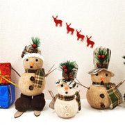 10 Pcs Christmas Snowman Dolls with Sleigh, Scarf, Hat - Felt Ornaments Set