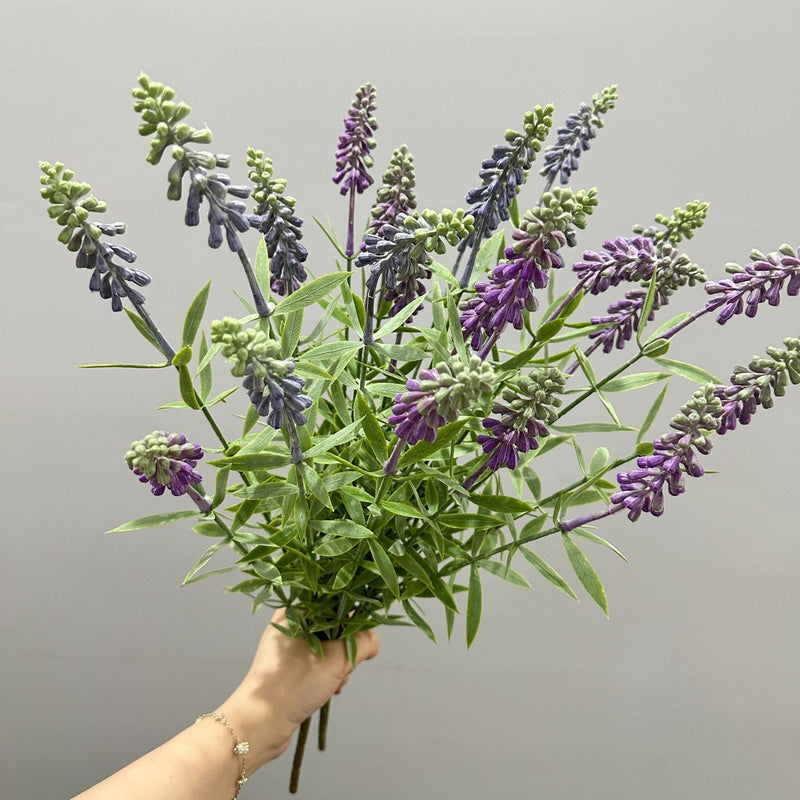 Artificial Lavender and Hyacinth Bush with 5 Blooms, 19" Tall, Plastic, Perfect for Home Decor, Weddings, and Events