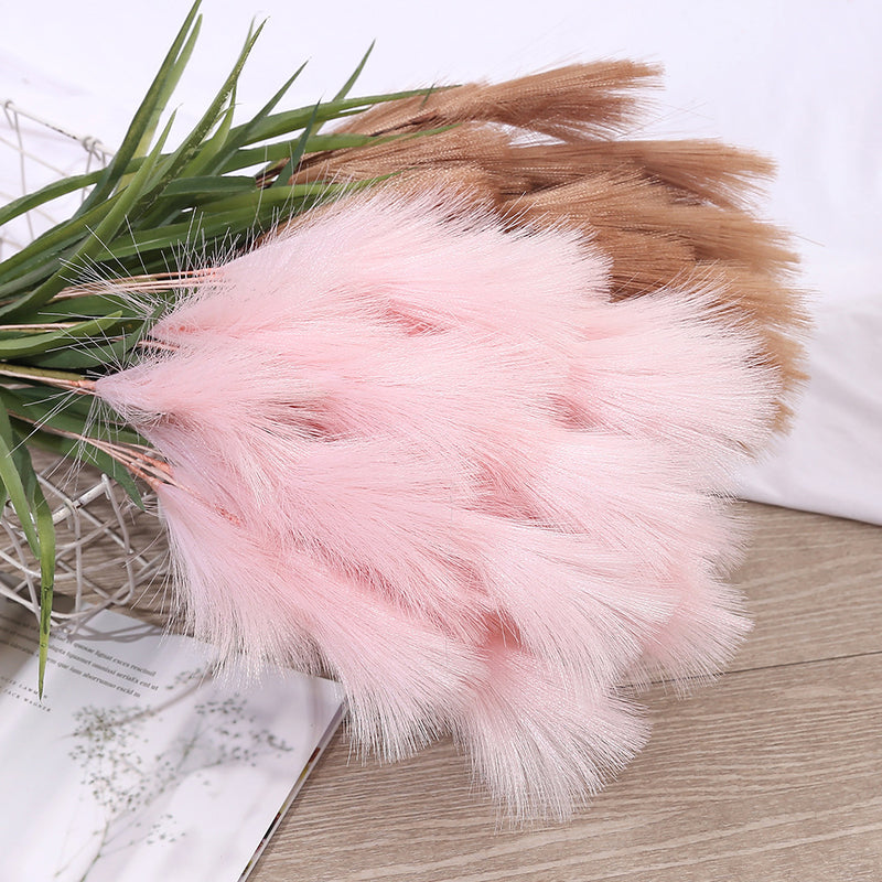 20" Artificial Pampas Grass Stem, Single Feather Reed Stem for Wedding Centerpieces & Home Decor, Realistic Faux Silk Pampas