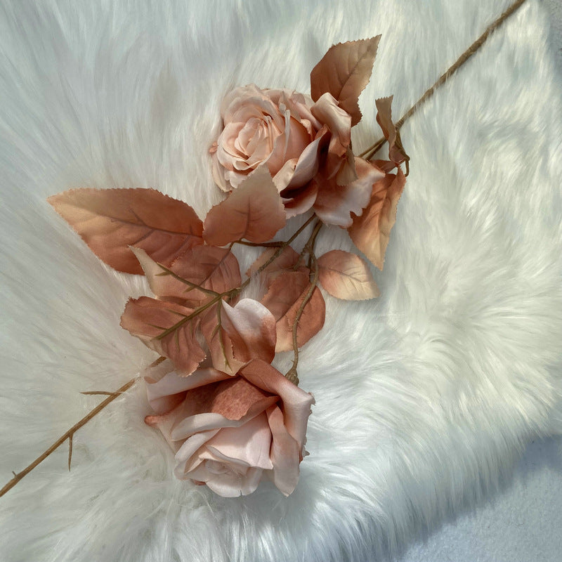 Single Stem Alice Rose with 2 Blooms, 31" Tall, Silk-Like Fabric, Perfect for Weddings, Home Decor & Events
