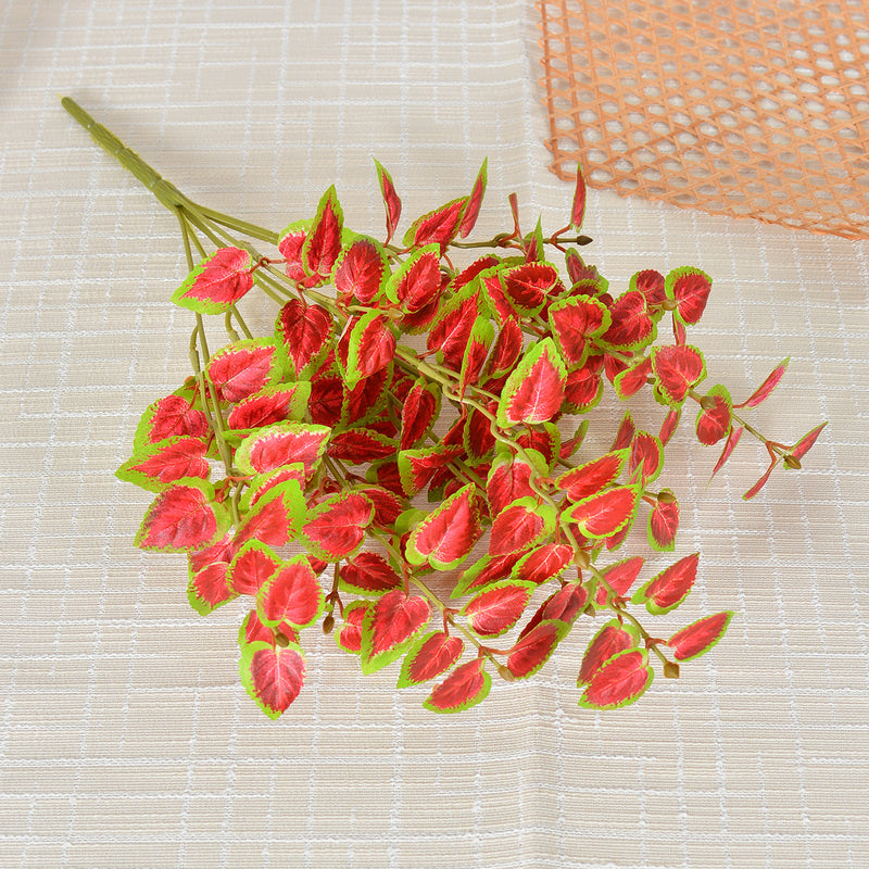 Artificial Caladium Leaf Bush, 7" Silk-Like Faux Greenery, Indoor Outdoor Decor