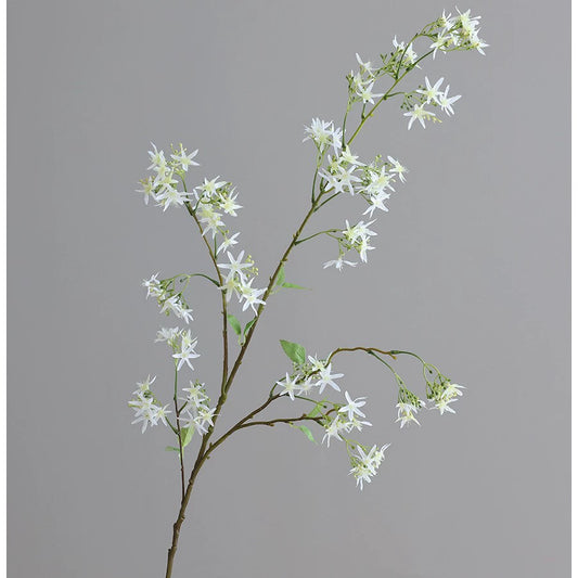 49.2 Inch Artificial Water Jasmine Flowers, Realistic Petals & Green Leaves, for Home Decor, Wedding, Garden, Party Decoration