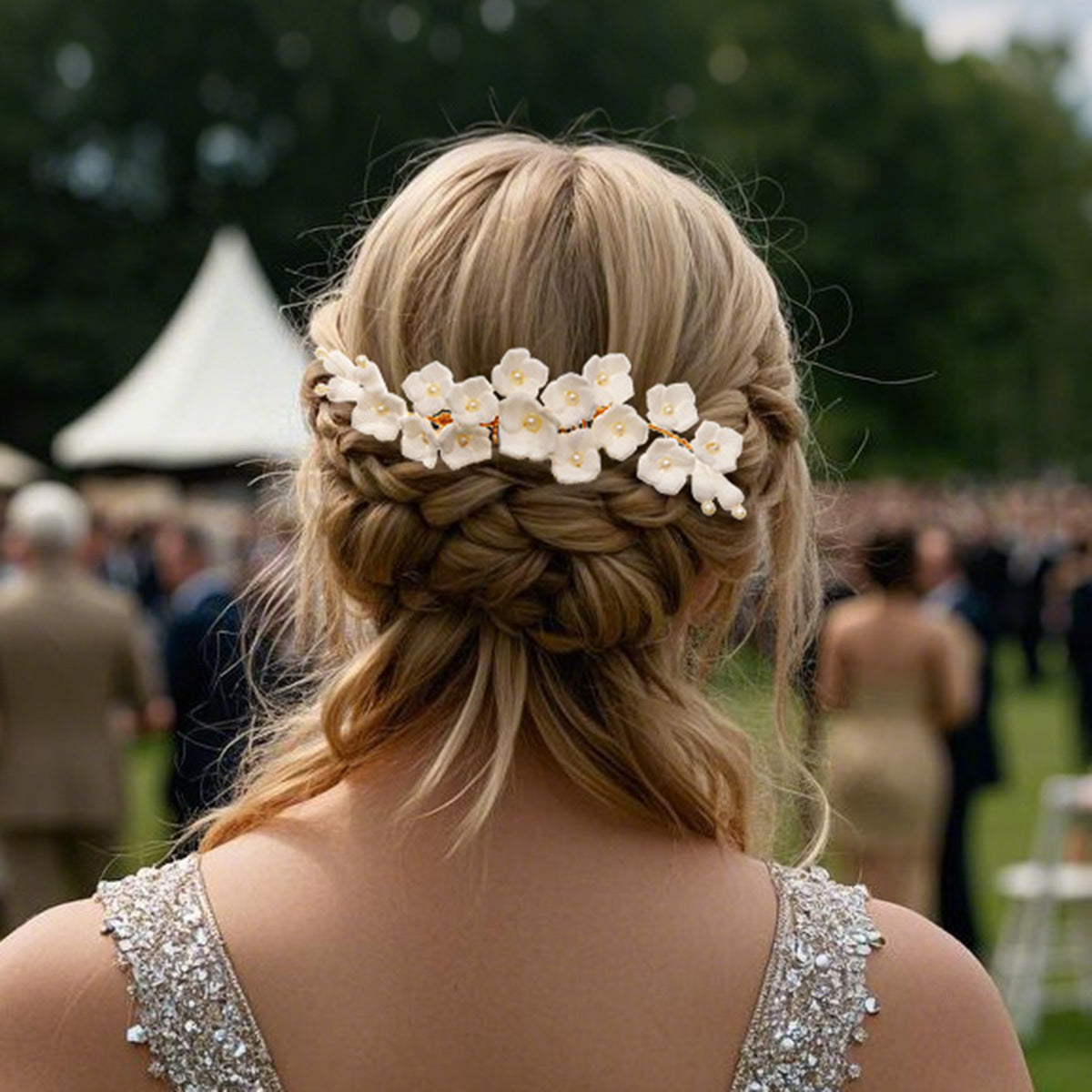 Bulk Bridal Floral Hair Comb 2025 Handmade Crystal Pearl Wedding Accessories Adjustable Comb for Outdoor Brides Bridesmaids Wholesale