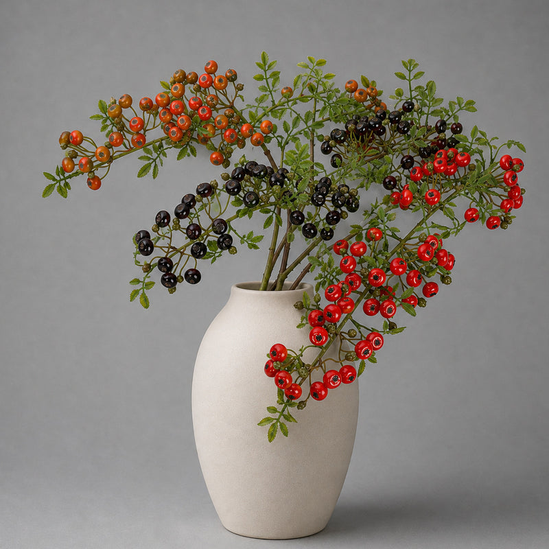 Artificial Red Berry Bush, 87cm Tall, Plastic Faux Berries for Wedding, Home, and Commercial Decor