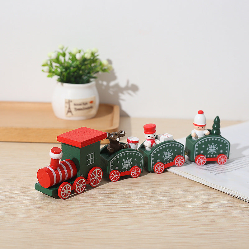 3 Pcs Christmas Mini Train Decor Set with Snowman Ornament for Holiday Party Decoration