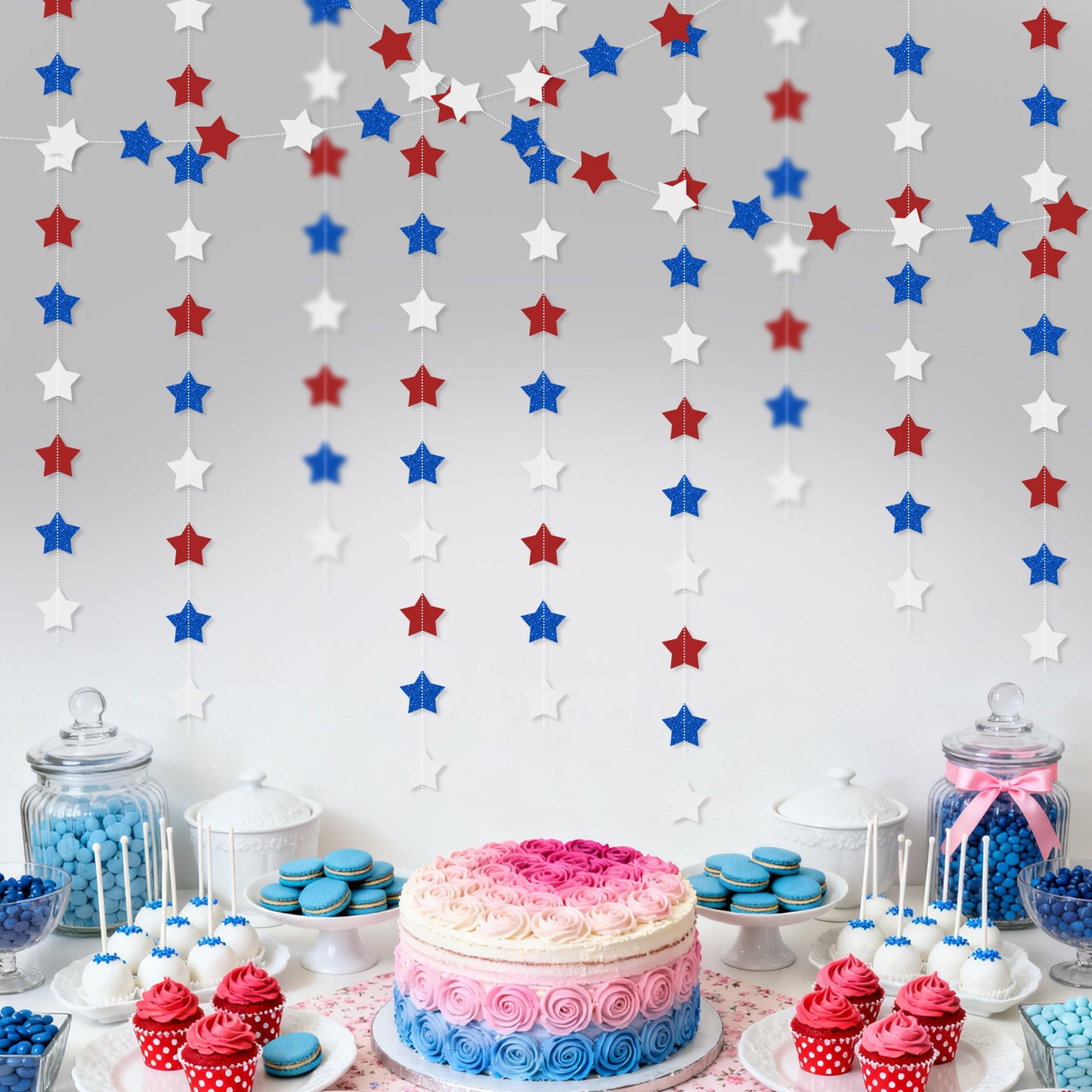 Bachelorette Party Star Hanging Garland - 13.12ft Paper Star Banner with 36 Stars