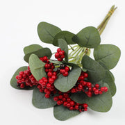 6 Pcs Artificial Holly Berry Stems with Green Leaves for Christmas Decoration