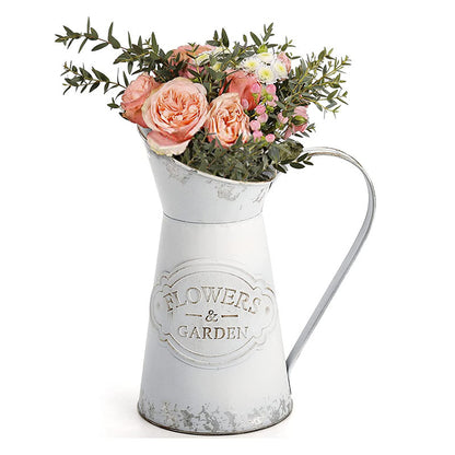 Bulk Metal Flower Vase White Shabby Chic Vintage Farmhouse Jug Vase for Home Kitchen Living Room Wholesale