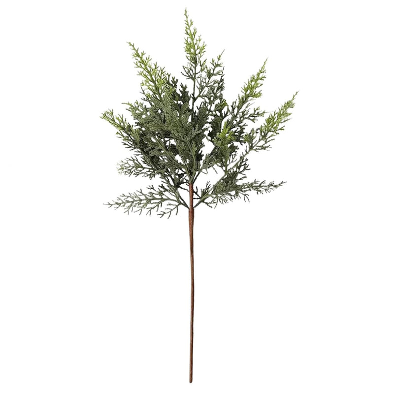 Set of 16 Artificial Cedar Stems, 13" Long, Realistic Plastic Greenery for DIY Decor, Holidays, and Home Arrangements