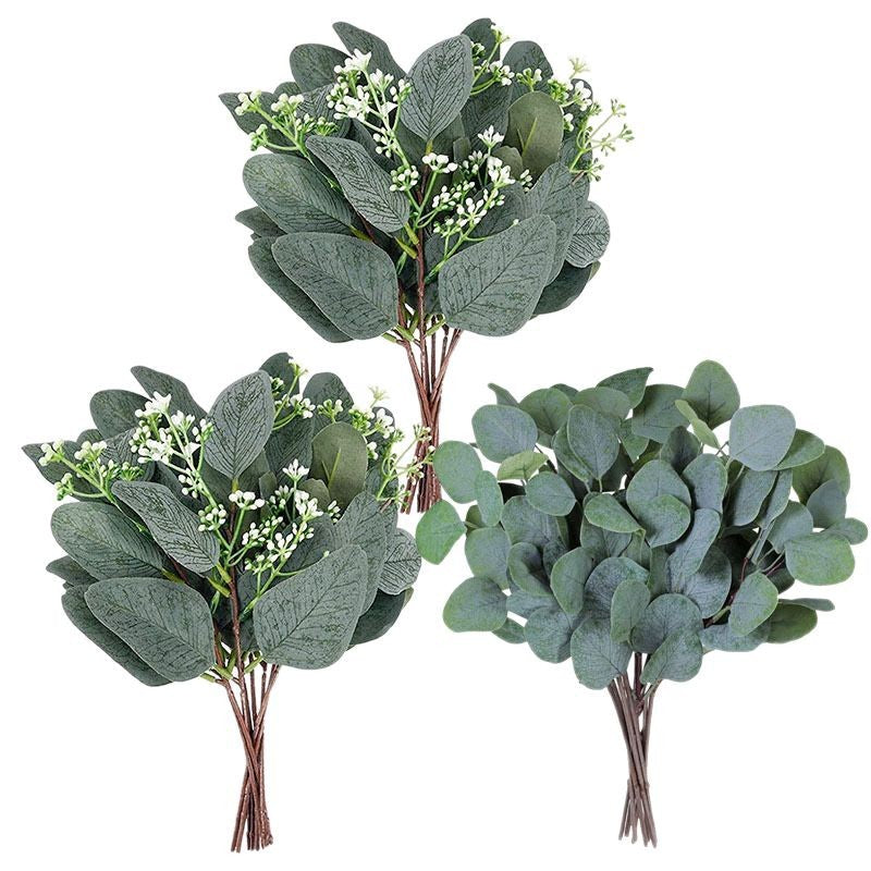 Bulk 110 Pcs 7 Kinds Mixed Artificial Eucalyptus Stems and Faux Flowers Wedding Floral Supplies for DIY Bouquets Table Centerpieces & Home Decor Arrangements Wholesale