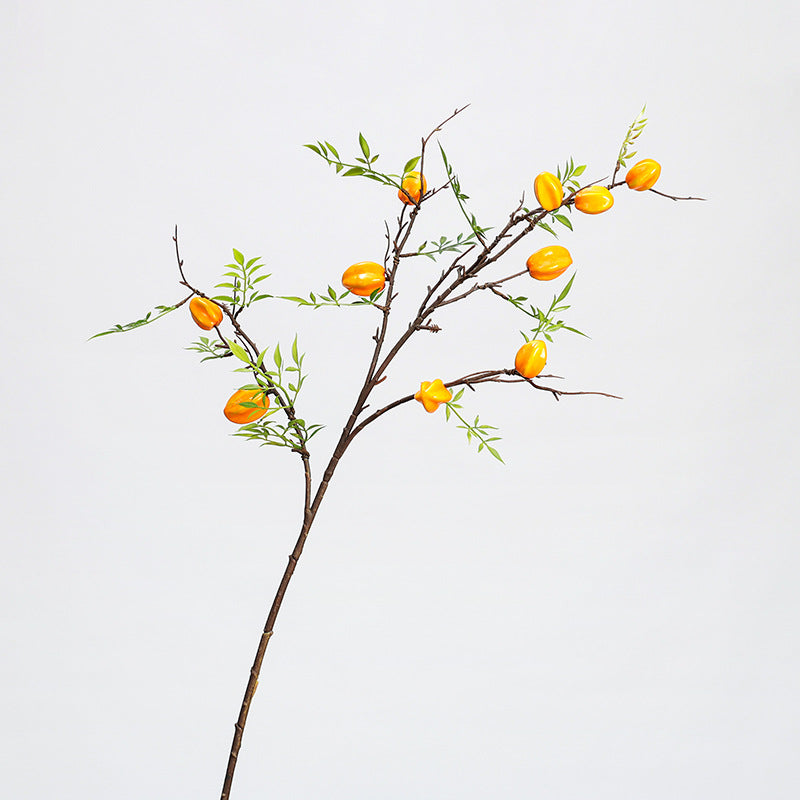 Artificial Starfruit Branch, Realistic Plastic Fruit & Leaves for Home Decor, Weddings & Events