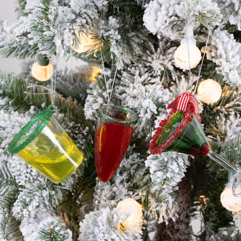 10 Pcs Christmas Ornaments Wine Glass Hanging Decorations for Xmas Party Decor