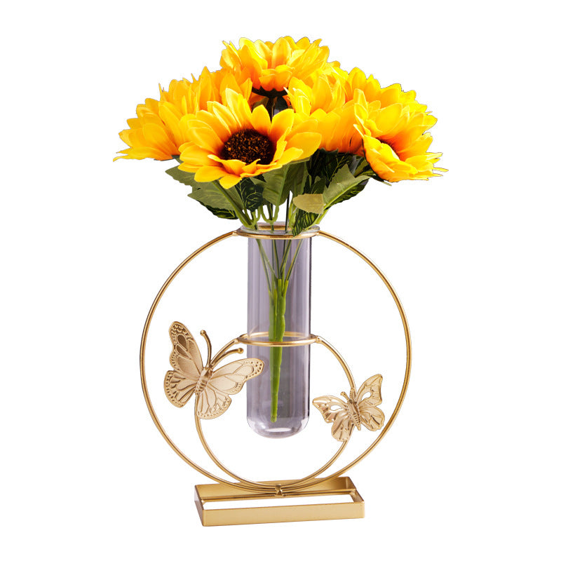 Gold Butterfly Glass Test Tube Vase - Luxury Home Decor for Living Room & Dining Table