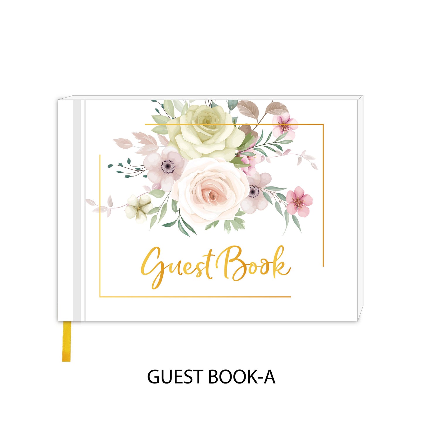 Minimalist Wedding Guest Book - Spiral Bound with Gold Foil 120 Pages