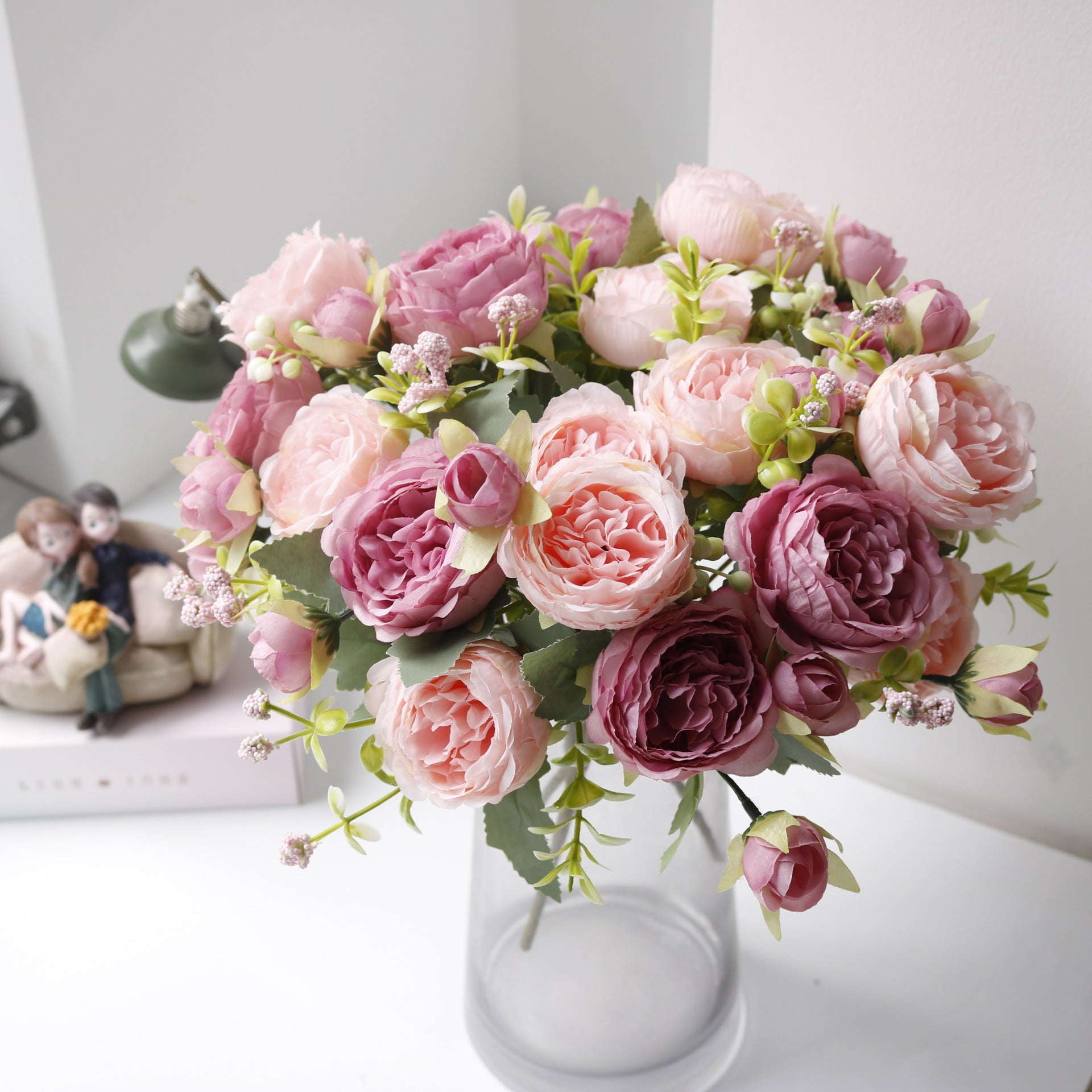 Premium Real Touch 6 pcs Silk Roses Luxury Wedding Bridal Bouquets & Persian Décor Centerpiece for Vase Table Arrangements