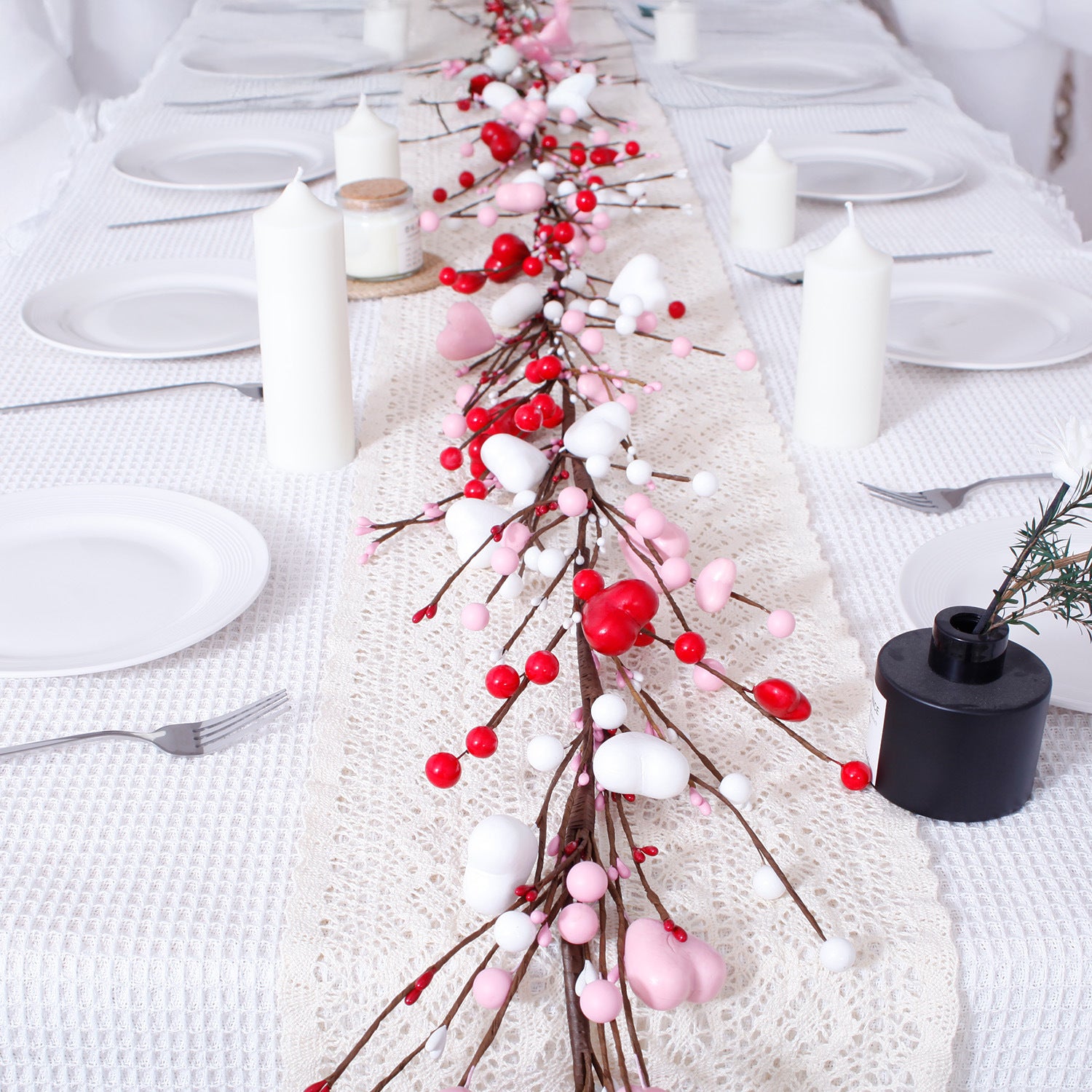 Valentine's Day Heart Vine Decor (15.7x15.7x3.9 Inches) - Romantic Holiday Decoration for V-Day