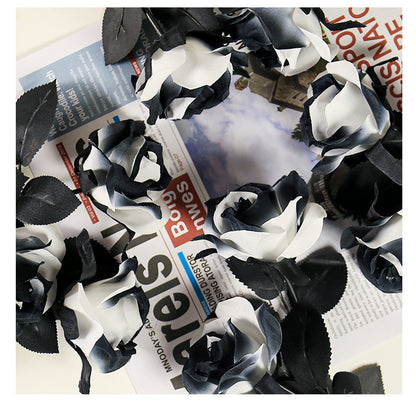 Bulk 10Pcs Black And White Roses 2025 Real Touch Silk Flowers Bridal Bouquet for Gothic Wedding Decor Hotel Arrangements Wholesale