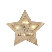 LED Star Hanging Ornaments with Hollow-out Elk and Snowman Design, Bulk Set
