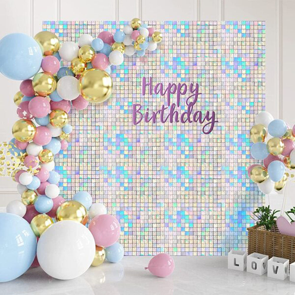 Bulk 24pcs Square Sequin Shimmer Wall Backdrop Panels Photo Backdrops for Birthday Anniversary Wedding Graduation Party Decoration Wholesale