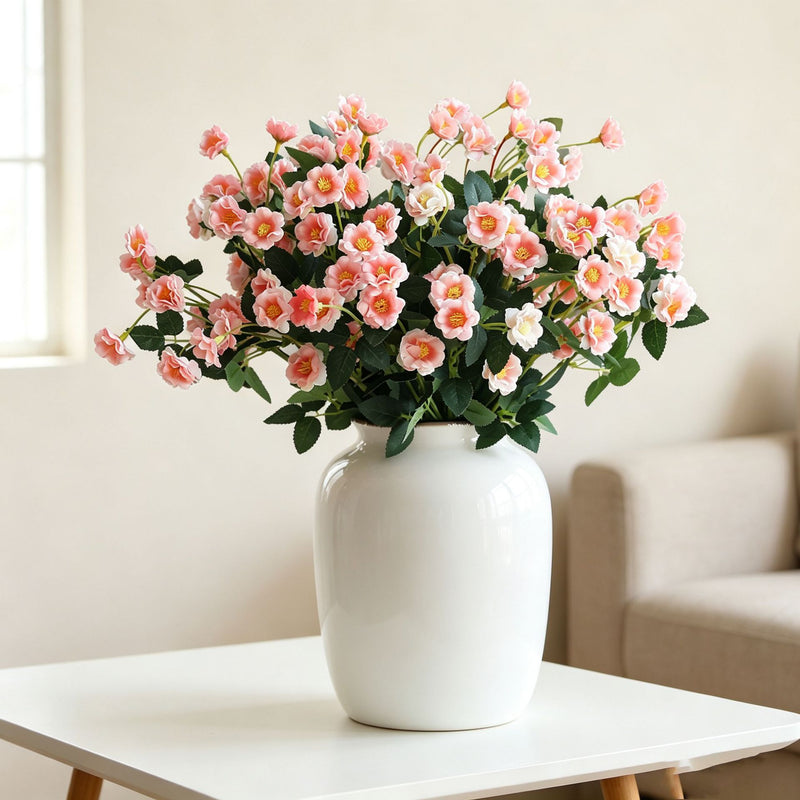 Artificial Silk Rose Bush, 15" Realistic Floral Arrangement for Weddings, Home Decor & Events, Bulk Wholesale Available