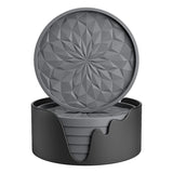Premium Thickened Silicone Coasters 6 Pack Set with Holder  Deep Tray Non-Slip Cup Mat for Hot Cold Drinks Home Office