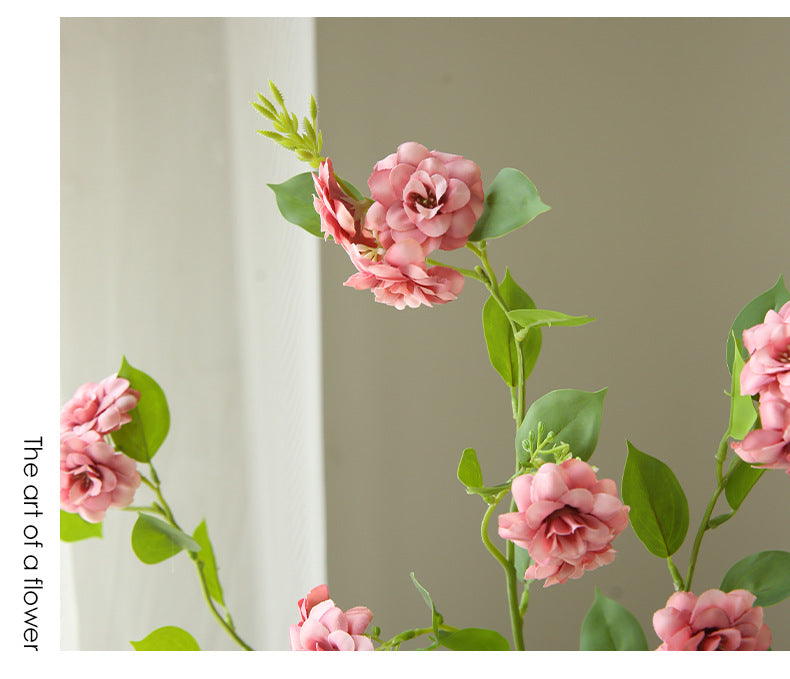 Artificial Camellia Silk Flower, 34" Single Stem with 17 Blooms, Perfect for Home Decor, Weddings, and Events, Available in White, Pink, Purple, and Rose