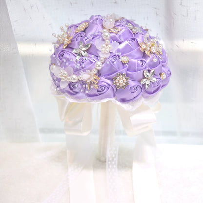 Bulk Crystal Bridal Bouquet artificial Roses Toss Bouquet Shockproof Frame Non Tarnish Rhinestones for Wedding Accessories Wholesale