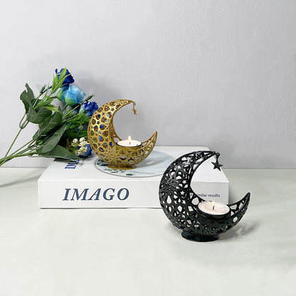 Bulk Moon Shape Candle Holder Hollow Out Candlestick for Home Office Wedding Anniversary Valentine's Day Table Centerpiece Decorations Wholesale