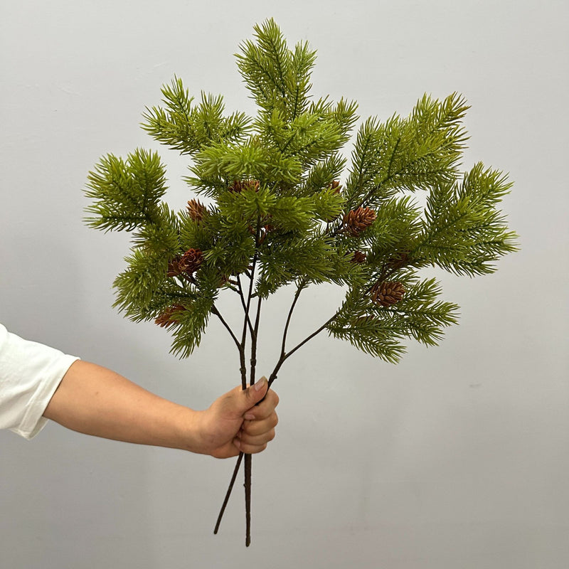Artificial Pine Bush with Berries, Faux Pine Needle Branch, Plastic PE/PVC, Indoor Outdoor Decor for Home, Wedding & Window Display