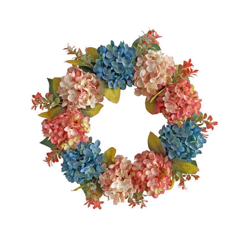 16" Artificial Hydrangea Garland, Blue & Pink Silk Flower Vine, Perfect for Home Decor, Weddings, Events, and Window Displays